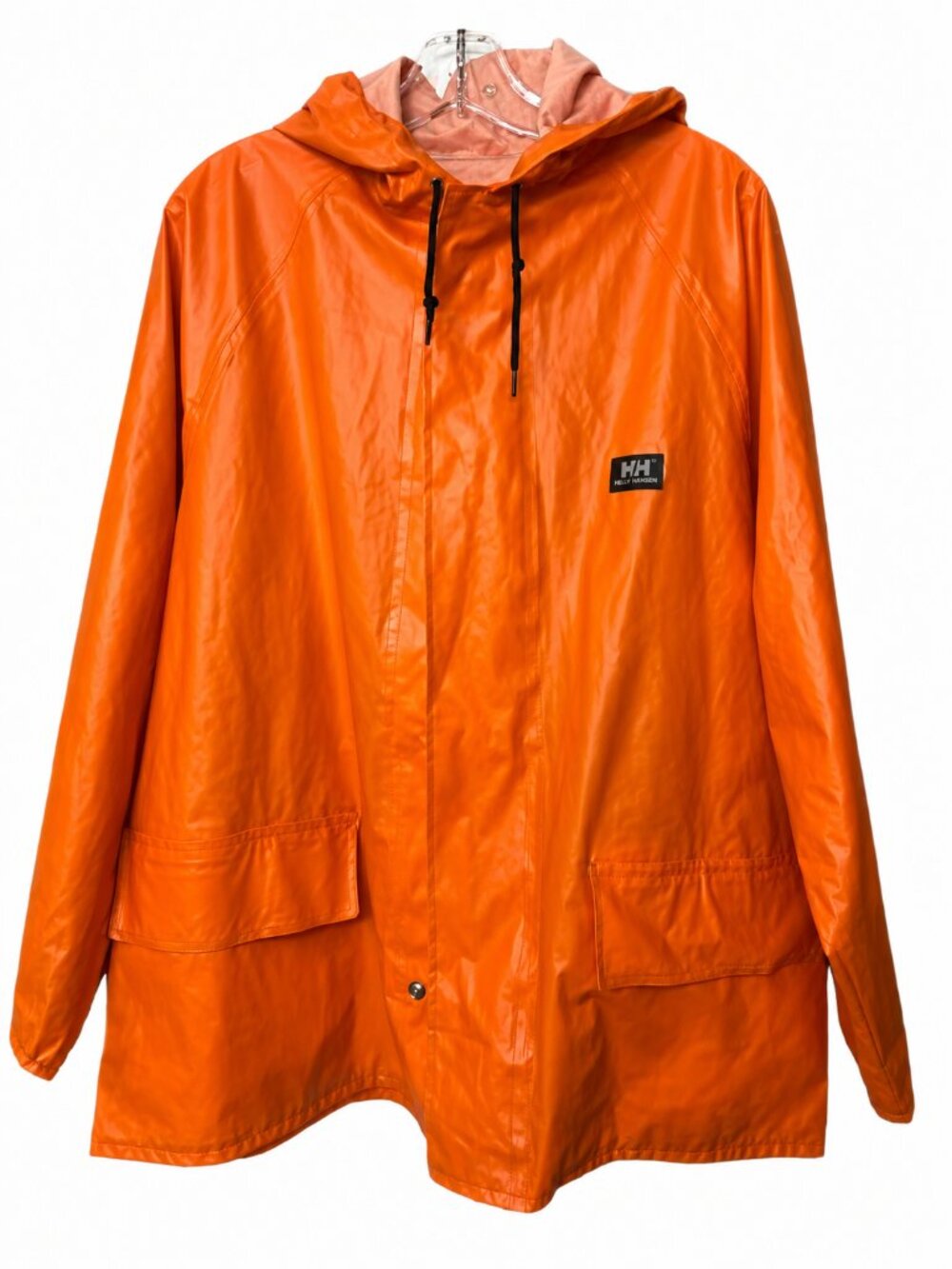 RARE Vintage Helly Hansen Orange PVC Raincoat Jacket Slicker Made in Canada M